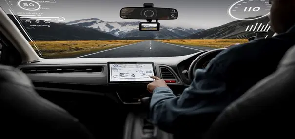 A Car dashboard and Augmented Reality projection on Windshield