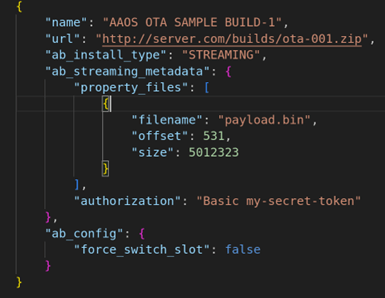 Sample Json config file