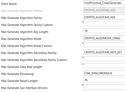 Example of Csm primitive for CMAC generation (Courtesy Davinci Configurator)